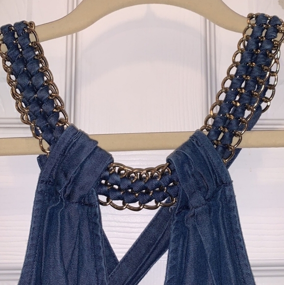 Unique Jean Romper with Chain Halter - Picture 3 of 3